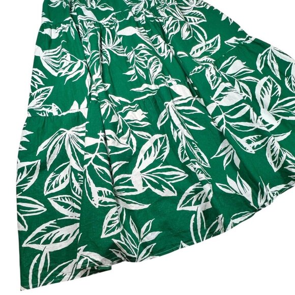 Meadow Rhodes Printed Tiered Midi Dress Sz.L Green Cotton Puff Sleeve Summer - Picture 14 of 15